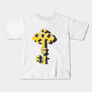 Unique Golden Key Silhouette Design No. 485 Kids T-Shirt